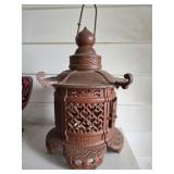 Asian style Red cast iron candle holder
