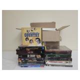 Box lot of DVDs , CD , VCR & more