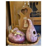 Handpainted Gourds & Decor with Basket