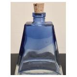 Unique Blue & White Glass Decanter W Cork