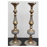 Pair of Beautiful Tall Brass Candle Holders