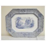 19th-century blue transferware ironstone platter