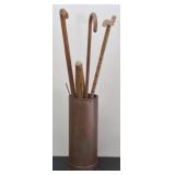 Copper cane holder with 3 canes and more