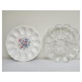 2 vintage deviled egg platters