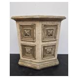 Antique look resin trash bin