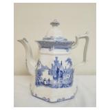 Antique teapot blue & white Cologne pattern