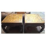Asian style solid wood gold top tables HEAVY