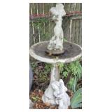 Concrete bird bath and statue HAS CRACKS