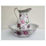 Vintage ceramic wash basin and pitcher set
