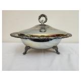 Vintage silver plated covered serving dish w lid