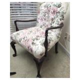 Floral Upholstered Queen Ann leg chair