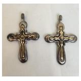 2 sterling silver cross pendants