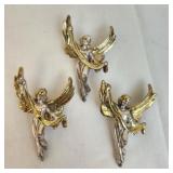 3 sterling silver angel pins