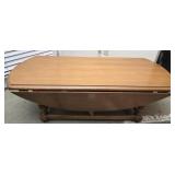 Oak wood drop leaf coffee table