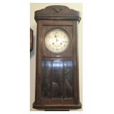 Vintage wood wall clock with weight