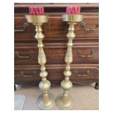 Pair of brass candle holders