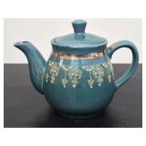 Vintage dark green hand painted teapot