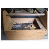 Wood crate with tools