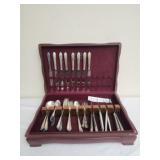50pc stainless steel utensils in velvet wooden box