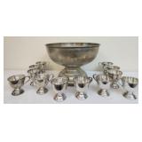Vintage nickel silver punch bowl set