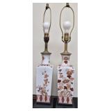 Hand painted Asian look ceramic table lamps