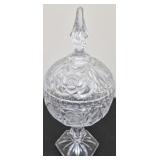 Vintage cut glass pedestal candy dish