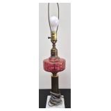 Antique Cranberry glass with Marble Base Lamp