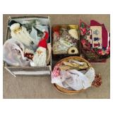 Box lot of sewing and Christmas items and more