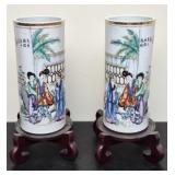 Pair of Chinese porcelain Cylinder hat stands Vase