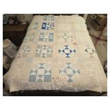 68' by 79' faded vintage quilt as is