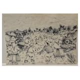 Vintage ink drawing by Kukal