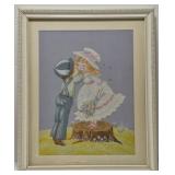 Framed 'Bunka' embroidery artwork