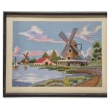 Framed 'Bunka' embroidery artwork