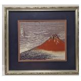 Framed 'Red Fugi' piece by Katsushika Hokusai