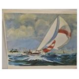 Signed and numbered Frank Lowe sailboat print