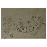 Vintage ink drawing by Kukal