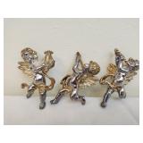 3 sterling silver angel brooches