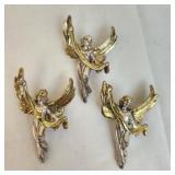 3 sterling silver angel pins
