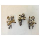 3 sterling silver angel pins