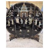 4 panel Chinese room divider with soapstone inlay