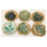 Lot of 6 Vintage Majolica Pottery Butter Pats