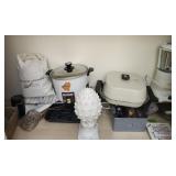 Estate shelf lot of kitchen appliances & more