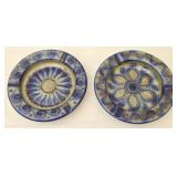 Lot of 2 Hand Gilded Pottery Ash Trays