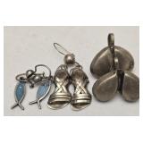3 sets of sterling silver earrings