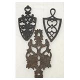 Lot of 3 Vintage Cast Iron Metal Trivets