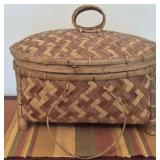 Vintage Asian bamboo rattan basket