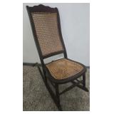 Antique wood woven rocking chair