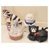Lot of REPAIRED Ceramic Cat Cookie Jars SEE DESC