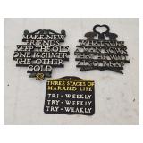 Lot of 3 Vintage Hand Painted Cast Iron Trivets