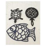 Vintage Turtle Fish & More Cast Iron Trivets